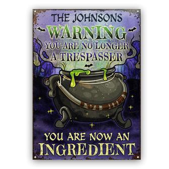 Cauldron Warning Witch Personalized Metal Sign - Thegiftio UK