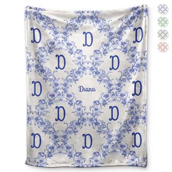 Classic Toile Floral Monogram - Personalized Fleece Blanket, Sherpa Blanket - Thegiftio UK