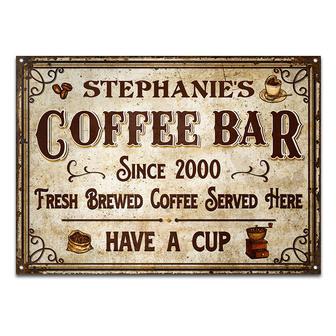 Coffee Bar Fresh Brewed Served Here Custom Metal Sign - Gift - Thegiftio UK