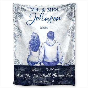 Couple First Anniversary And The Two Shall Become One - Personalized Fleece Blanket, Sherpa Blanket - Thegiftio UK