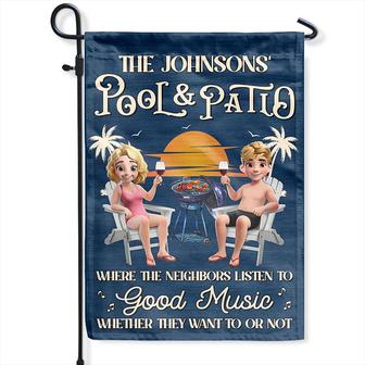Couple Poolside Paradise Custom Flag - Gift for Couples - Thegiftio UK