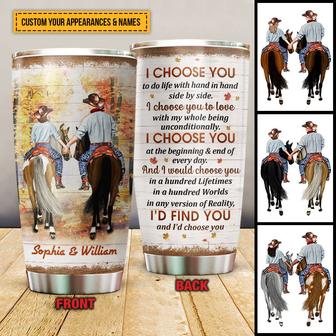Cowboy Couple I Choose You Custom Tumbler - Couple Gift - Thegiftio UK