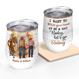 Cowboy Old Couple Hold Your Hand Custom Wine Tumbler - Gift - Thegiftio UK