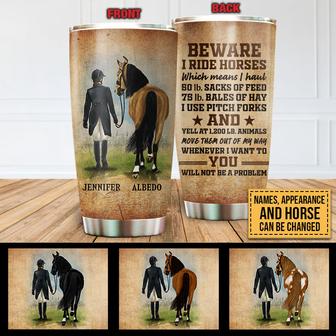 Beware I Ride Horses Custom Tumbler - Gift for Horse Lovers - Thegiftio UK
