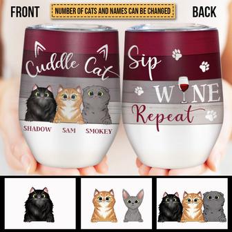 Cuddle Cat Sip Custom Wine Tumbler - Gift for Cat Owners - Thegiftio UK