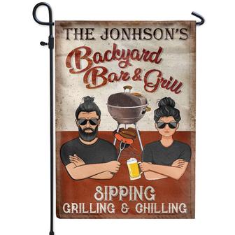 Sipping Grilling Chilling Personalized Flag - Backyard Gift - Thegiftio UK