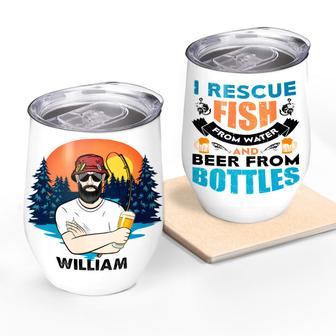 Fishing I Rescue Fish And Beer Custom Tumbler - Gift for Dad - Thegiftio UK