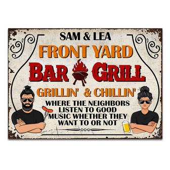 Front Yard Bar & Grill Listen To Good Music Custom Metal - Thegiftio UK