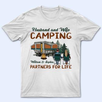 Husband And Wife Camping Partners Custom T-Shirt - Thegiftio UK