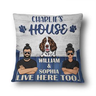 Dog House Live Here Too Custom Pillow - Gift for Dog Lovers - Thegiftio UK