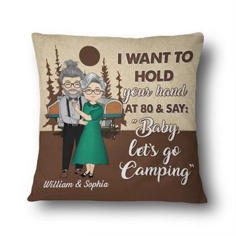 Hold Your Hand Camping Custom Pillow - Gift for Couples - Thegiftio UK