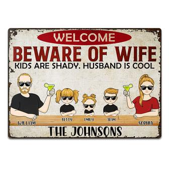 Beware Of Wife Personalized Metal Sign - Gift for Family - Thegiftio UK