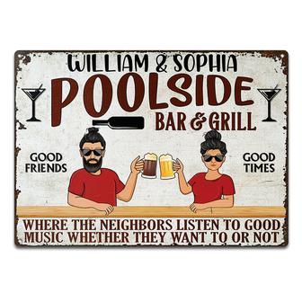 Poolside Bar & Grill Custom Metal Sign - Gift for Couples - Thegiftio UK