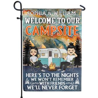 Here's To The Nights We Won't Remember Custom Flag - Camping - Thegiftio UK