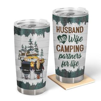 Husband Wife Camping Partners Custom Tumbler - Couples Gift - Thegiftio UK