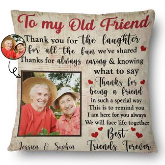Custom Photo Besties To My Old Friend Pillow - Gift for BFF - Thegiftio UK