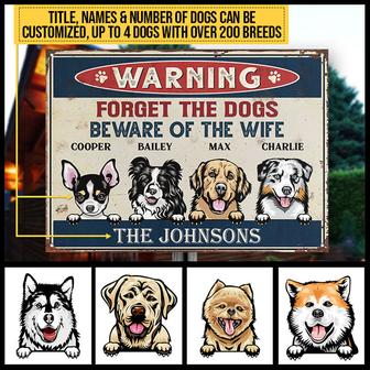 Dog Warning Beware Of Wife Custom Metal Sign - Thegiftio UK