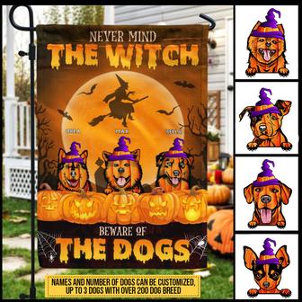 Dog Halloween Beware Of The Dog Custom Flag - Dog Lover Gift - Thegiftio UK