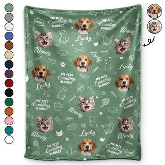 Custom Photo My Cat Cuddling Blanket - Personalized Fleece Blanket, Sherpa Blanket - Thegiftio UK