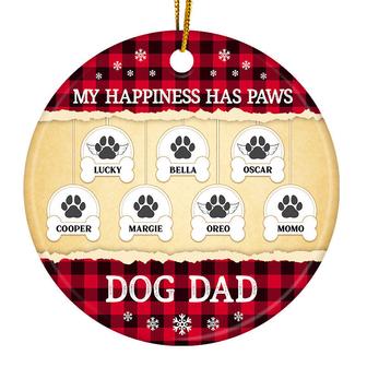 Christmas Dog Lover Happiness Has Paws Custom Ornament - Thegiftio UK