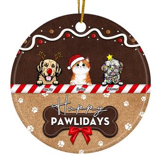 Dog & Cat Lovers Happy Pawlidays Personalized Ornament - Thegiftio UK