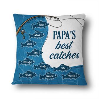 Dad Grandpa Best Catches Personalized Pillow - Family Gift - Thegiftio UK