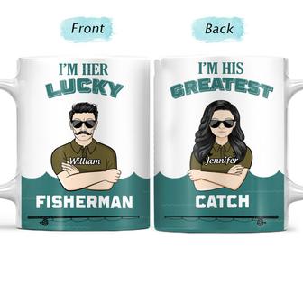 Lucky Fisherman Greatest Catch Custom Mug - Gift for Couple - Thegiftio UK