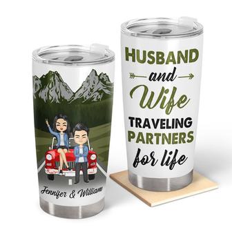 Chibi Couple Traveling Partners Custom Tumbler - Thegiftio UK