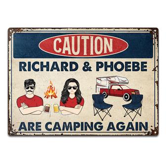 Couple Camping Here Caution Personalized Metal Sign - Gift - Thegiftio UK