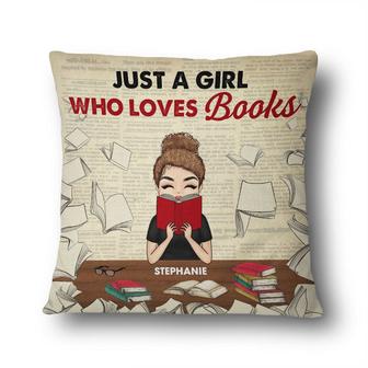 Chibi Girl Who Loves Books Personalized Pillow - Thegiftio UK