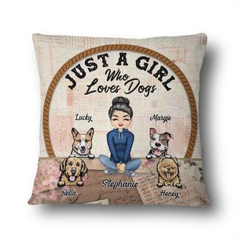 Dog Mom Just A Girl Personalized Pillow - Gift for Dog Moms - Thegiftio UK