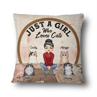 Cat Mom Just A Girl Personalized Pillow - Cat Lovers Gift - Thegiftio UK