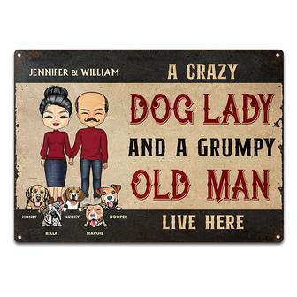 Family Couple Dog Lady & A Grumpy Old Man Custom Metal Sign - Thegiftio UK