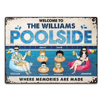 Family Couple Poolside Where Memories Are Made Custom Metal - Thegiftio UK