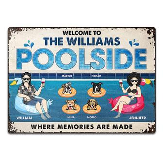 Family Couple Poolside Where Memories Are Made Custom Metal - Thegiftio UK