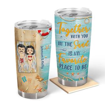 Couple Together With You In The Sand Custom Tumbler - Thegiftio UK