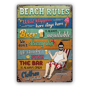Beach Rules What Happens Here Custom Metal Sign - Gift - Thegiftio UK
