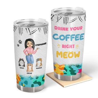 Cat Mom Drink Your Water Right Meow Personalized Tumbler - Thegiftio UK