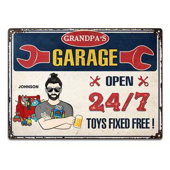 Daddy Grandpa's Garage Toys Fixed Free Custom Metal Sign - Thegiftio UK