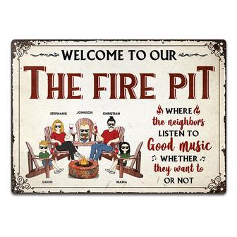 Family Couple Welcome To Our Fire Pit Custom Metal Sign - Thegiftio UK
