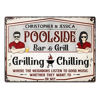 Poolside Bar & Grill Custom Metal Sign - Gift for Couple - Thegiftio UK