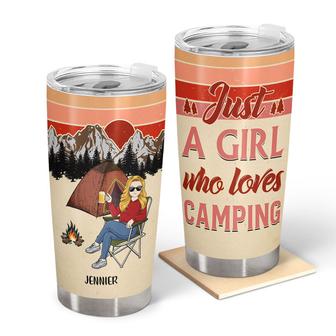 Just A Girl Who Loves Camping Personalized Tumbler - Gift - Thegiftio UK