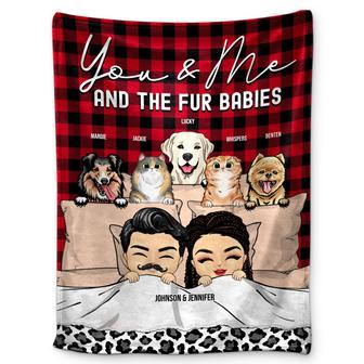 You & Me And The Dogs The Cats - Gift For Couple Dog Cat Lovers - Personalized Custom Fleece Blanket - Thegiftio UK