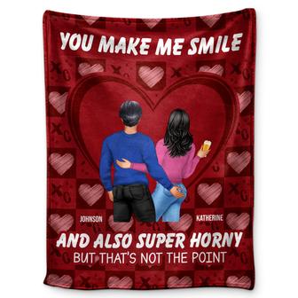 You Make Me Smile And Also - Gift For Couples - Personalized Fleece Blanket - Thegiftio UK