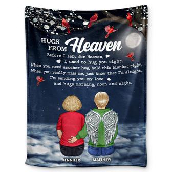 Hugs From Heaven Memorial - Sympathy Gift To Comfort Those Grieving The Loss Of A Loved One - Personalized Fleece Blanket - Thegiftio UK