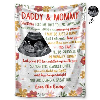 Custom Photo I May Be Just A Bump - Baby Shower Gift, Gift For First Mom - Personalized Fleece Blanket - Thegiftio UK