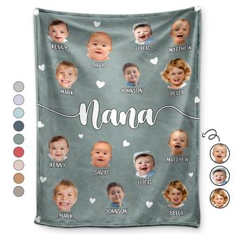Custom Photo Kid Baby Faces - Birthday, Loving Gift For Grandma, Grandmother, Mom, Mother - Personalized Fleece Blanket, Sherpa Blanket - Thegiftio UK