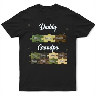 Dad Grandpa Puzzle Camoflage Custom T Shirt - Gift for Dad - Thegiftio UK