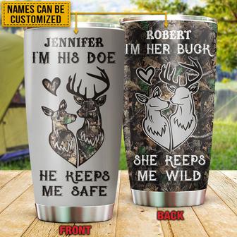 Deer Couple Camo His Doe Her Buck Custom Tumbler - Gift - Thegiftio UK