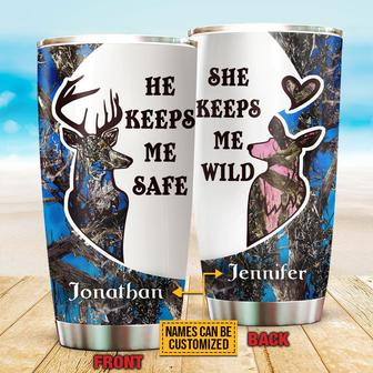 He Keeps Me Safe She Keeps Me Wild Custom Tumbler - Thegiftio UK